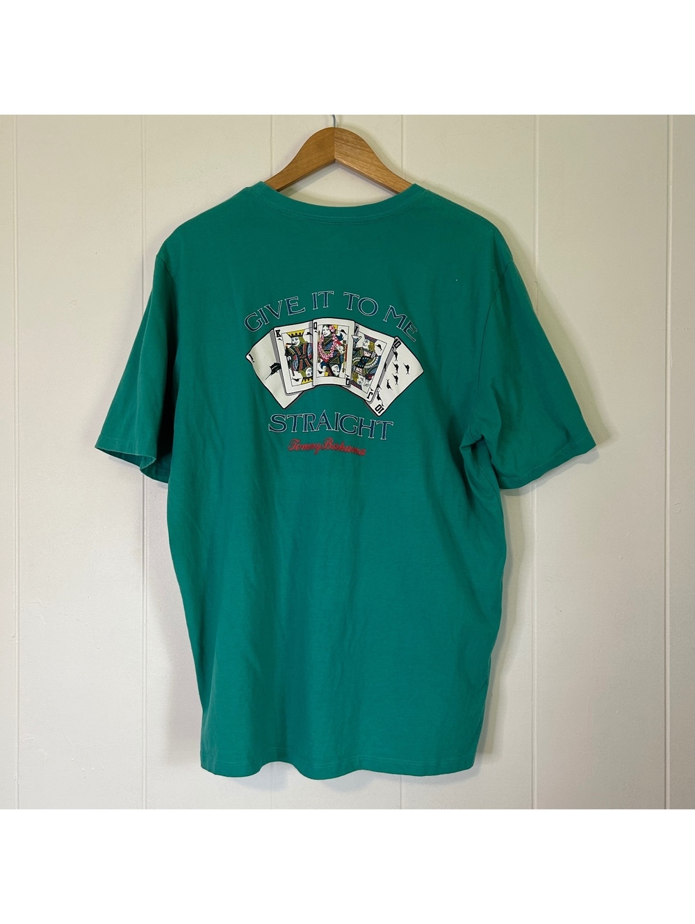 Tommy Bahamas Green Tropical Gamble Cards Short Sleeve T-shirt Men's Large
